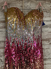 PINK/SILVER SPARKLY LONG DRESS