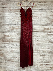 BURGUNDY/FLORAL LONG DRESS