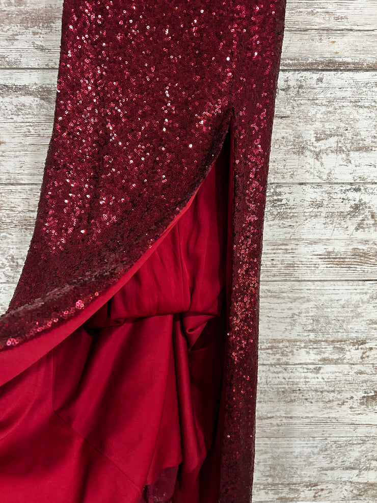 BURGUNDY/FLORAL LONG DRESS