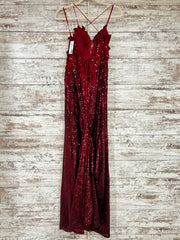 BURGUNDY/FLORAL LONG DRESS