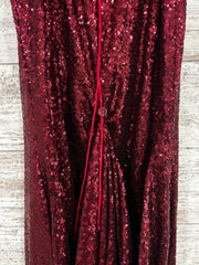 BURGUNDY/FLORAL LONG DRESS