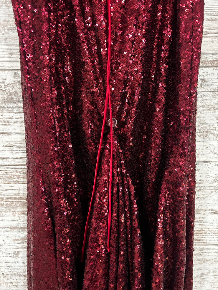 BURGUNDY/FLORAL LONG DRESS