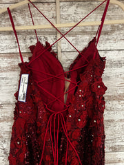 BURGUNDY/FLORAL LONG DRESS