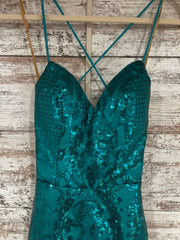 GREEN SEQUIN LONG DRESS