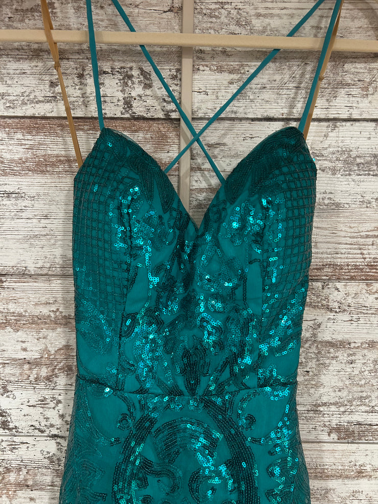 GREEN SEQUIN LONG DRESS