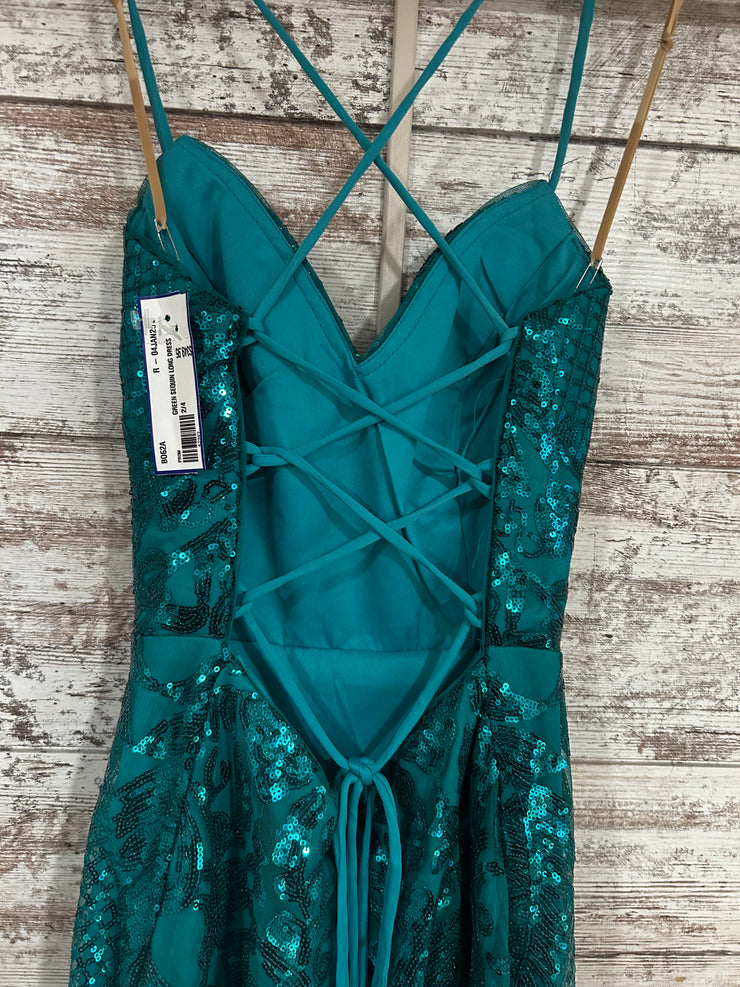 GREEN SEQUIN LONG DRESS