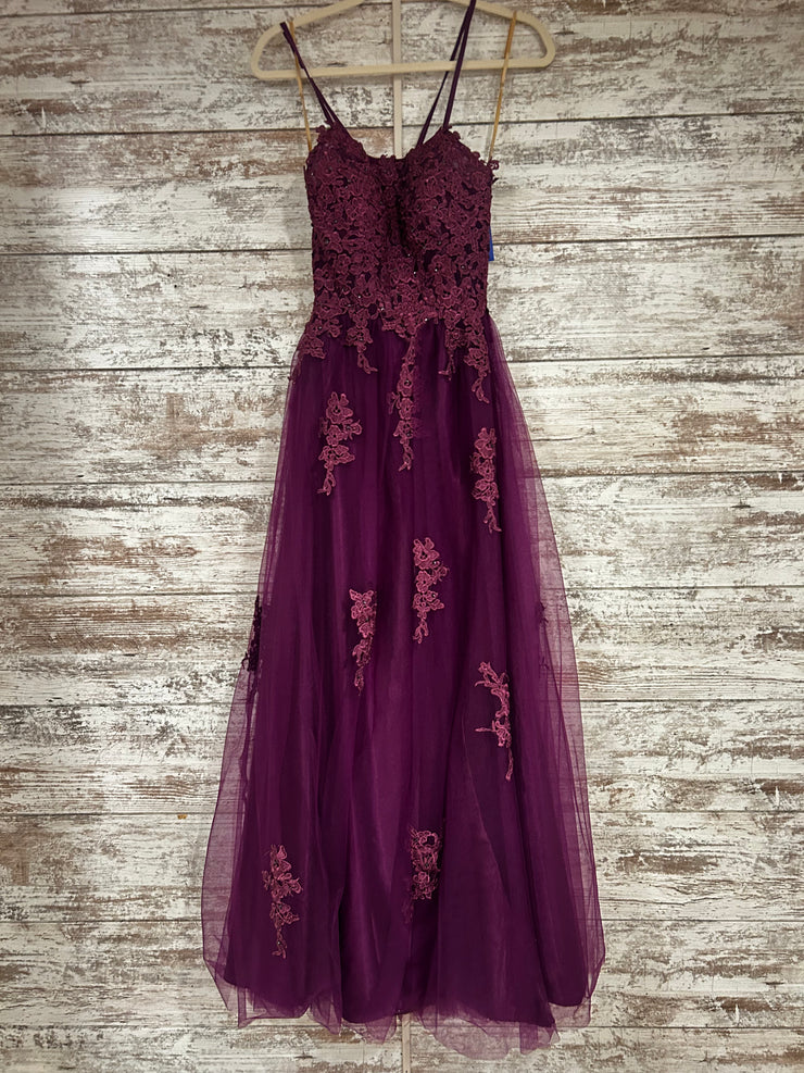 PURPLE/FLORAL A LINE GOWN