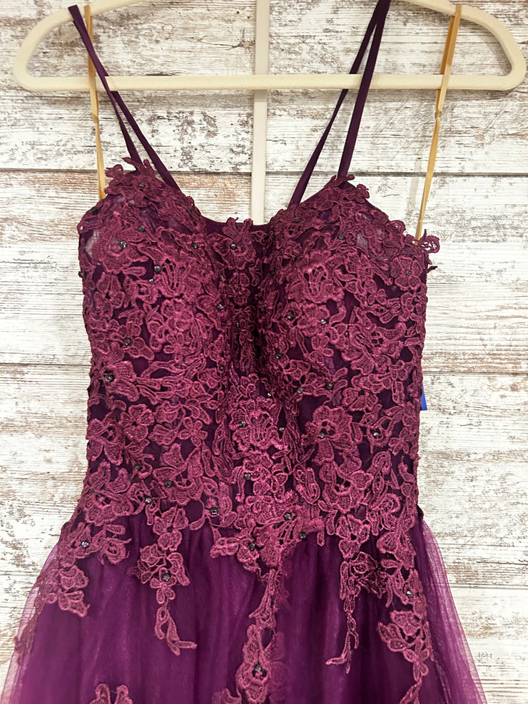 PURPLE/FLORAL A LINE GOWN