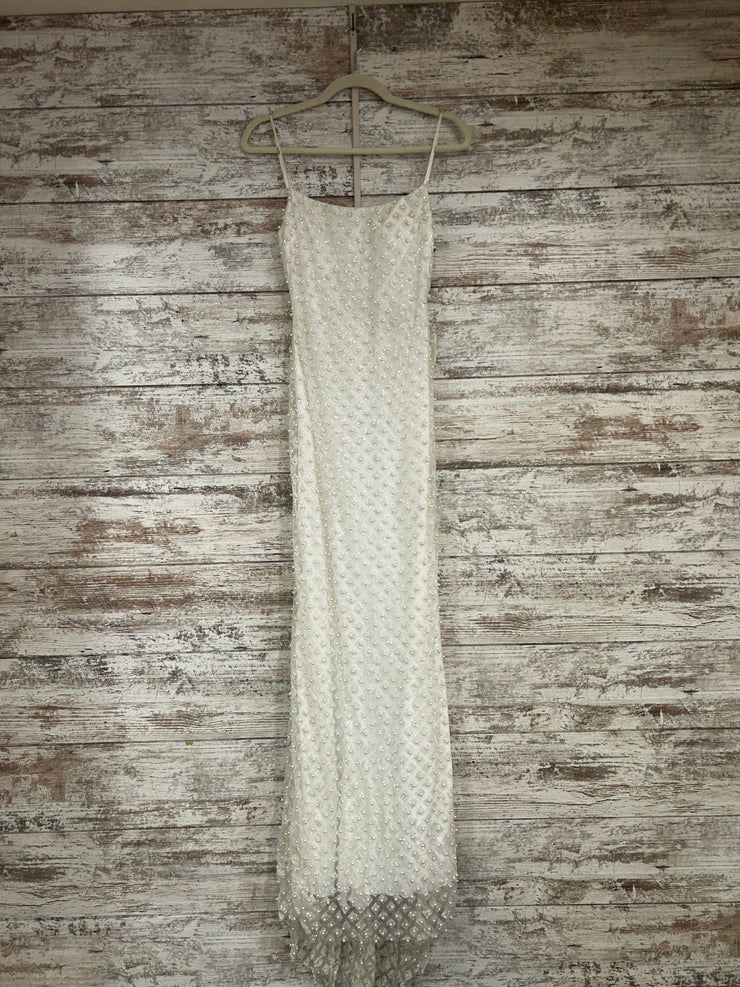 WHITE BEADED LONG DRESS (NEW)