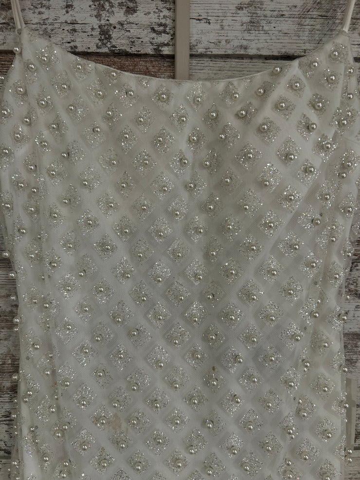 WHITE BEADED LONG DRESS (NEW)