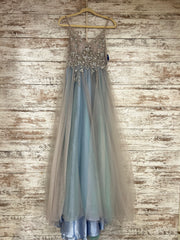 BLUE/GRAY A LINE GOWN