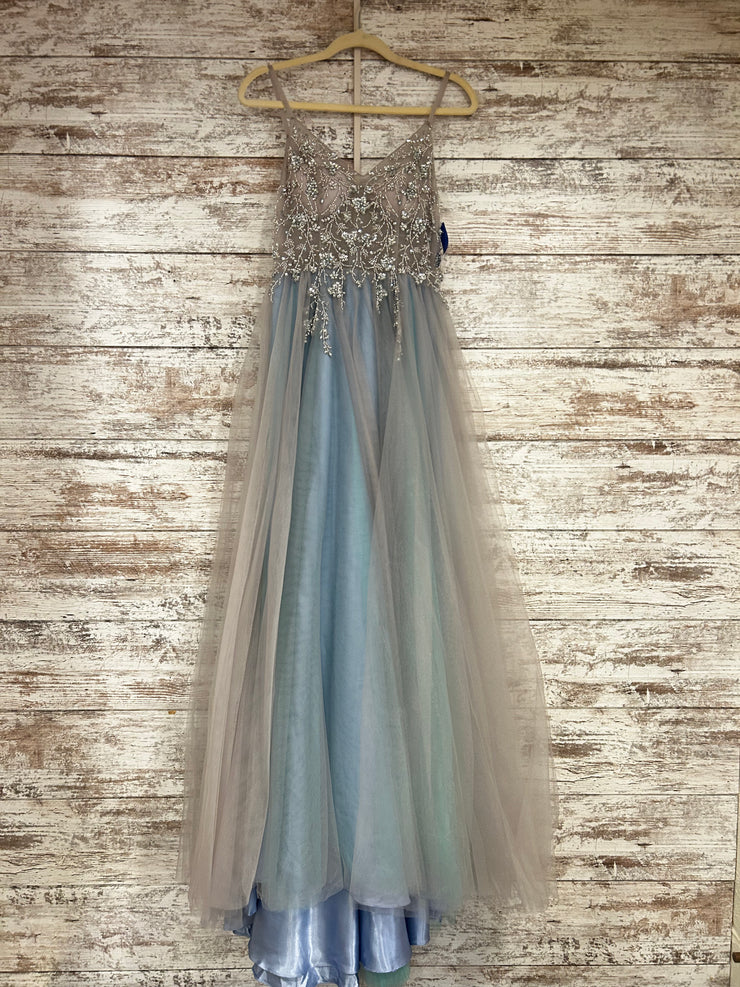 BLUE/GRAY A LINE GOWN