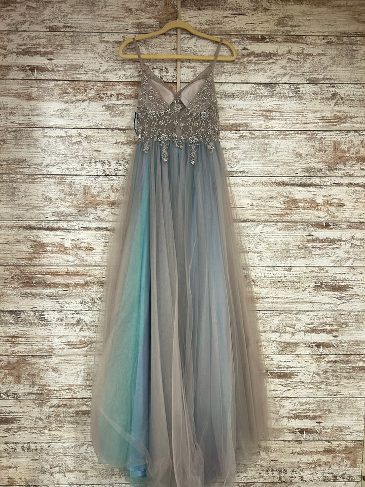 BLUE/GRAY A LINE GOWN