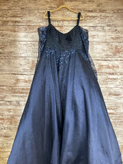 NAVY SPARKLY A LINE GOWN