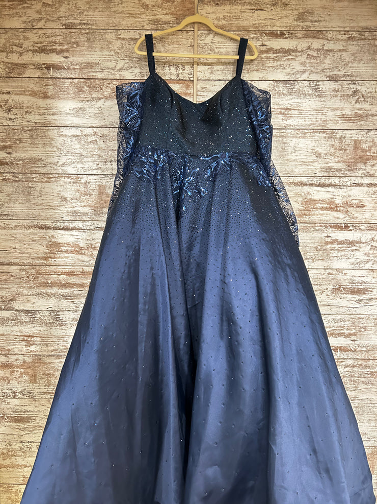 NAVY SPARKLY A LINE GOWN
