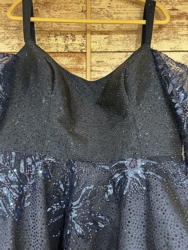 NAVY SPARKLY A LINE GOWN