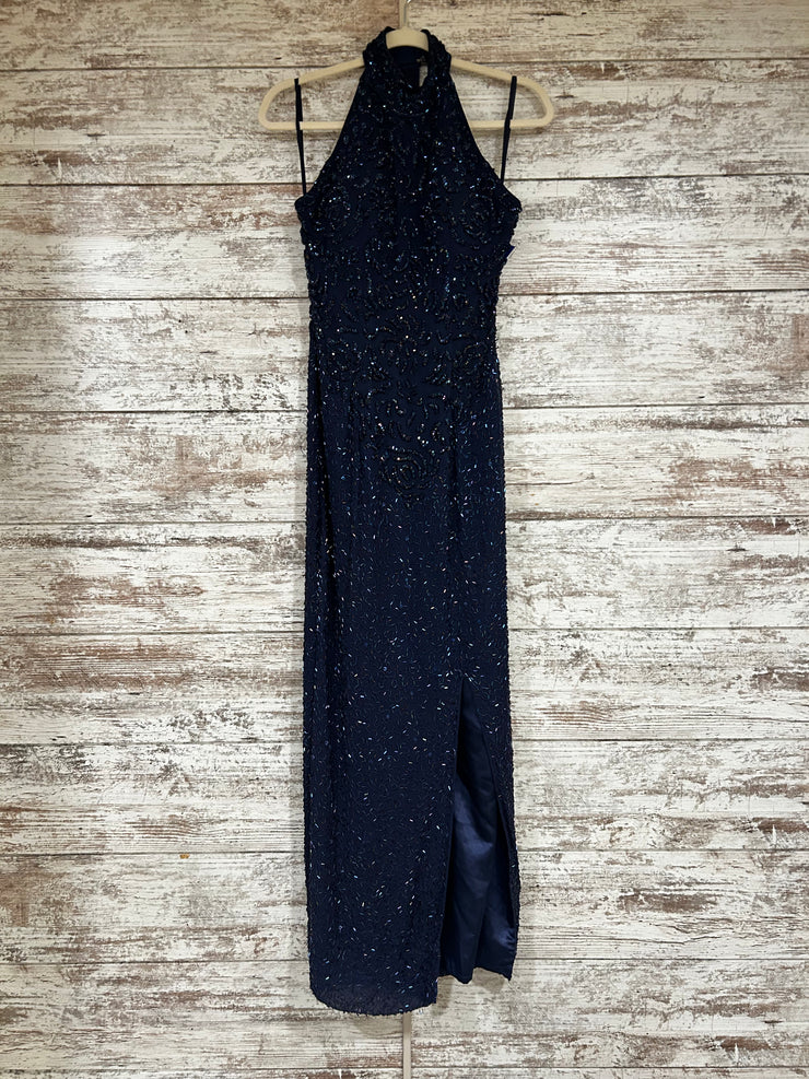 NAVY SPARKLY LONG EVENING GOWN