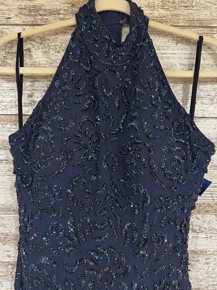 NAVY SPARKLY LONG EVENING GOWN