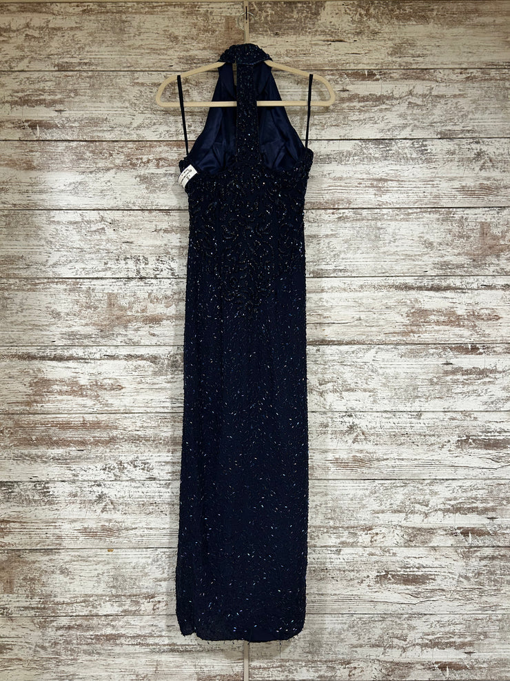 NAVY SPARKLY LONG EVENING GOWN