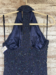 NAVY SPARKLY LONG EVENING GOWN
