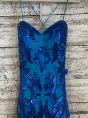 TEAL/BLUE SPARKLY LONG DRESS