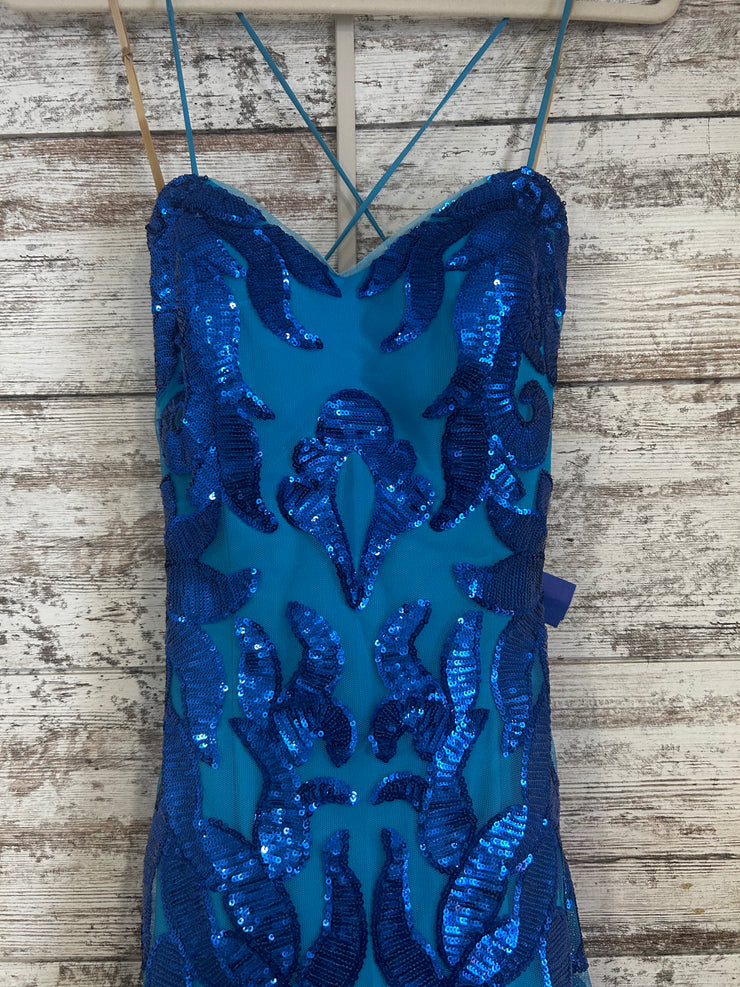TEAL/BLUE SPARKLY LONG DRESS