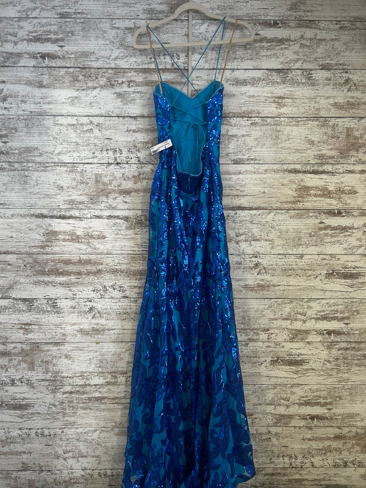 TEAL/BLUE SPARKLY LONG DRESS