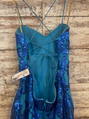 TEAL/BLUE SPARKLY LONG DRESS