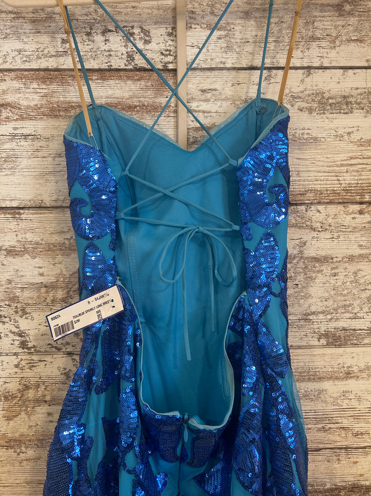 TEAL/BLUE SPARKLY LONG DRESS
