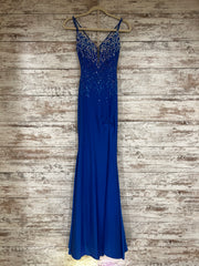 ROYAL BLUE GEMMED LONG DRESS