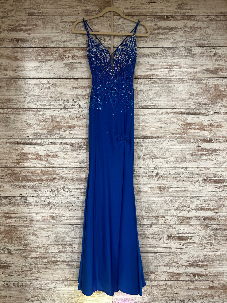 ROYAL BLUE GEMMED LONG DRESS
