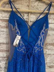 ROYAL BLUE GEMMED LONG DRESS