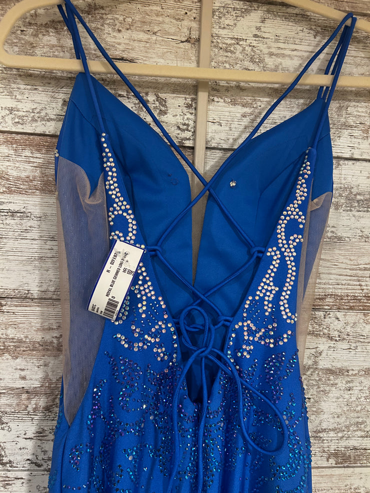 ROYAL BLUE GEMMED LONG DRESS