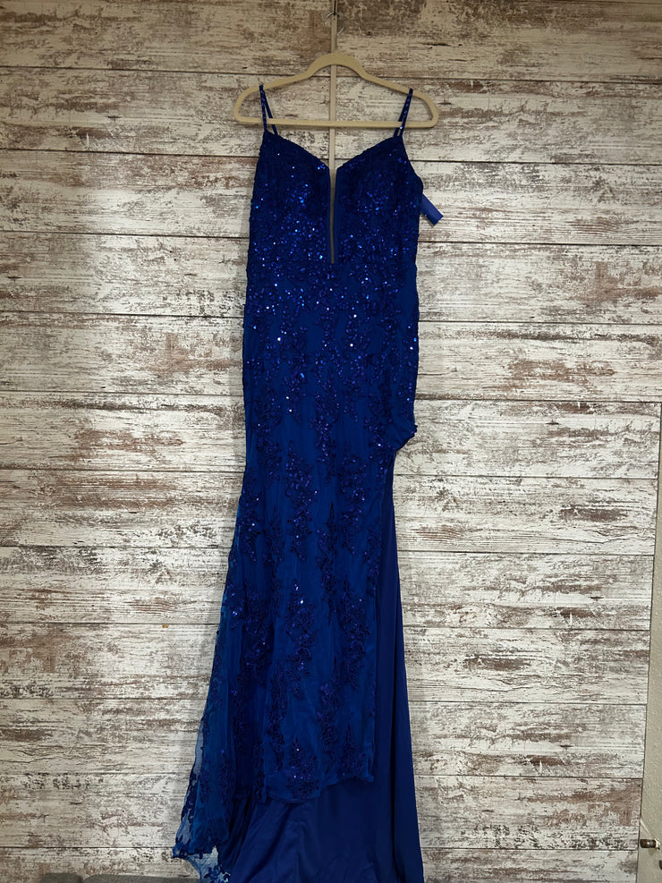 ROYAL BLUE/FLORAL LONG DRESS