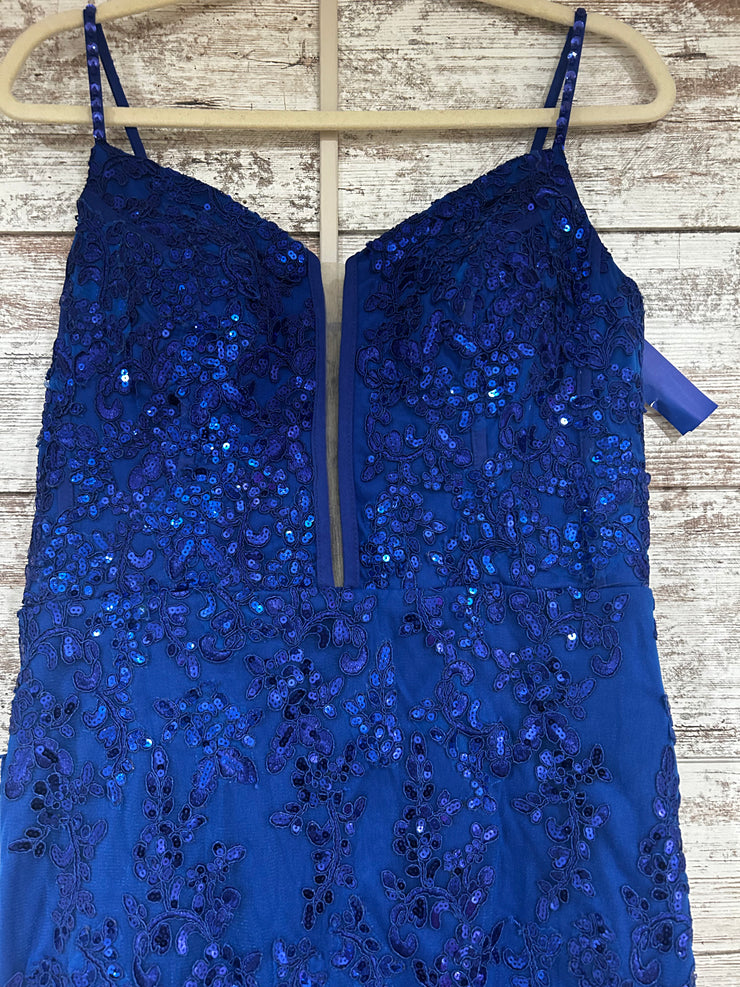 ROYAL BLUE/FLORAL LONG DRESS