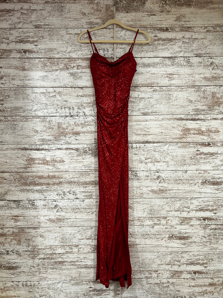RED SPARKLY LONG EVENING GOWN