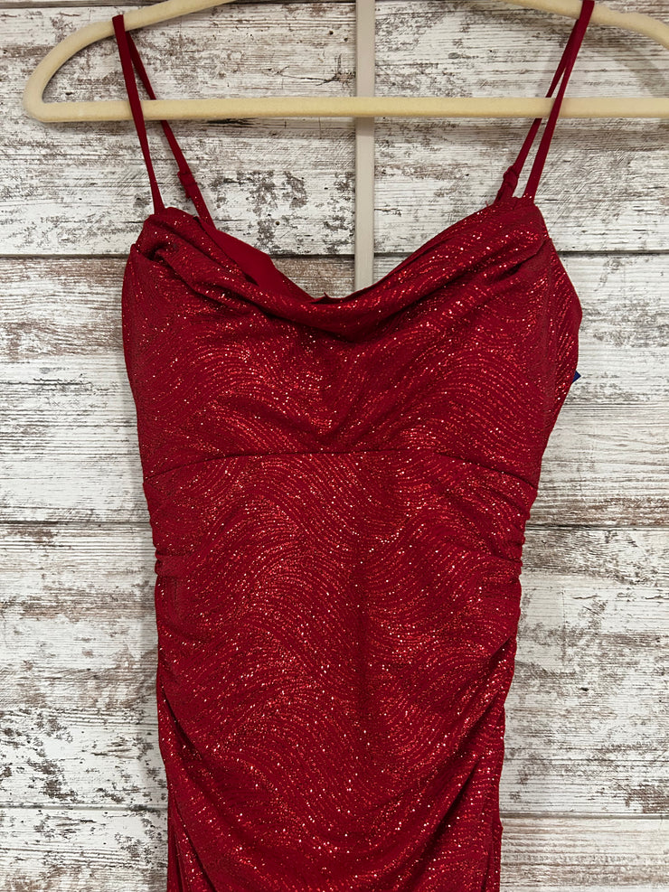 RED SPARKLY LONG EVENING GOWN