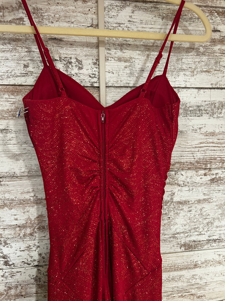 RED SPARKLY LONG EVENING GOWN