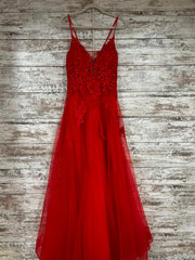 RED/FLORAL A LINE GOWN