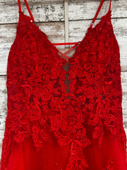 RED/FLORAL A LINE GOWN