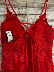 RED/FLORAL A LINE GOWN