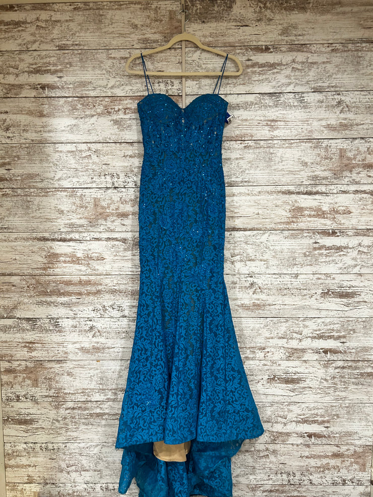 TEAL LACE MERMAID GOWN