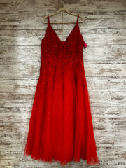 RED/FLORAL A LINE GOWN