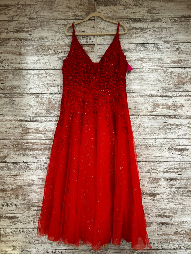 RED/FLORAL A LINE GOWN