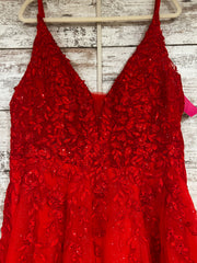 RED/FLORAL A LINE GOWN