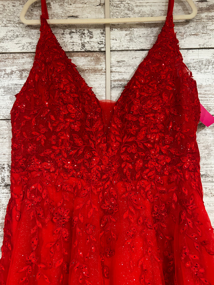 RED/FLORAL A LINE GOWN