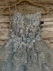 BLUE SPARKLY LAYERED A LINE