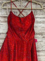 RED SPARKLY A LINE GOWN