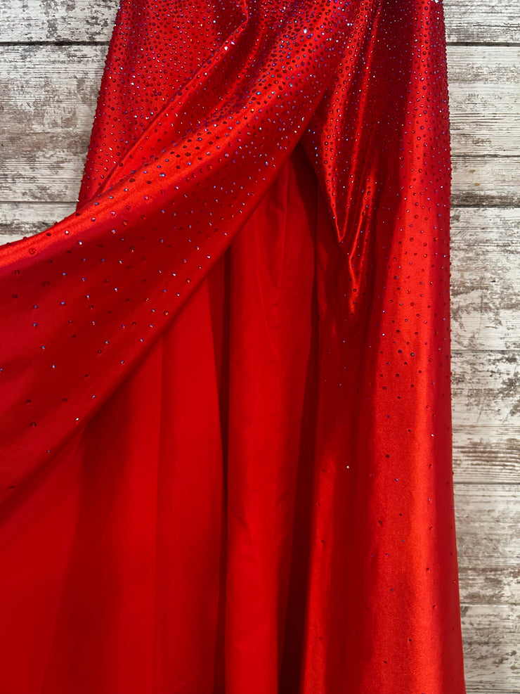 RED SPARKLY A LINE GOWN
