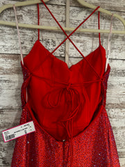 RED SPARKLY A LINE GOWN